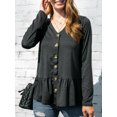 thumbnail image 2 of Doublju Women's Long Sleeve Button Down Top Cardigan with Contrast Bottom, 2 of 4