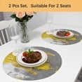 thumbnail image 5 of Yellow Cement Gray Round 13 Inch Placemats Set of 2, Modern Abstract Art Yellow HeatResistant Non Slip Place Mats for Dining Table, Wipeable Braided Kitchen Table Mats for Housewarming, 5 of 9
