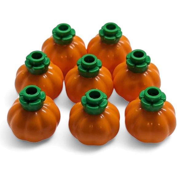 LEGO Accessories - Orange Pumpkins with Bright Green Stems (Package of 8) Spooky Jack-0-Lantern Building Toys for Ages 8+