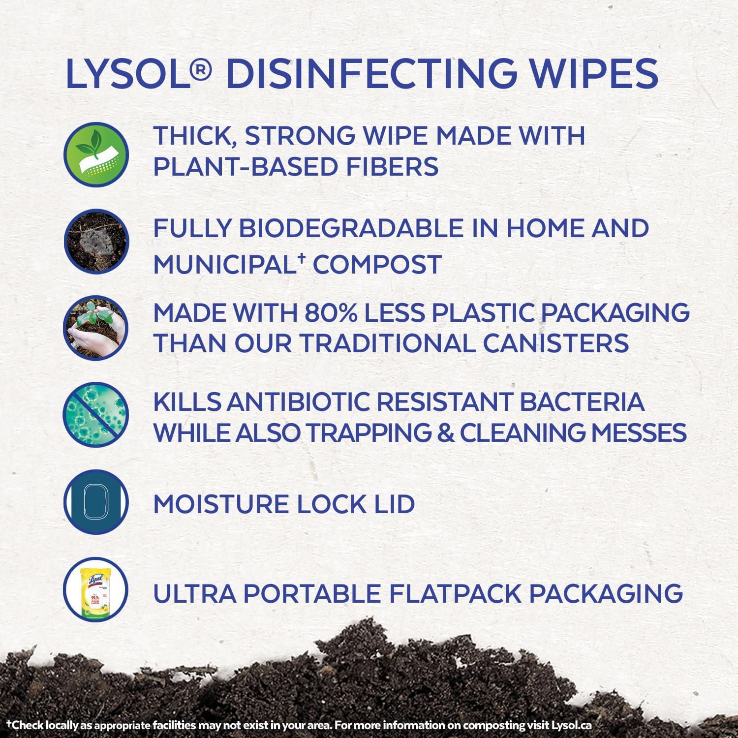 LINGETTES DÉSINFECTANTES LYSOL® en paquet plat, cascade de printemps, 84 ct 84 lingettes