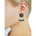 thumbnail image 2 of Women's Matte Flower Stone Center Thread Tassel Dangle Pierced Earrings, Gray, 2 of 3