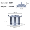 thumbnail image 6 of ARC USA Aluminum Tamale Steamer Pot Stock Pot with Steamer Rack & Steamer Tube Silver 12 Quart, 6 of 6