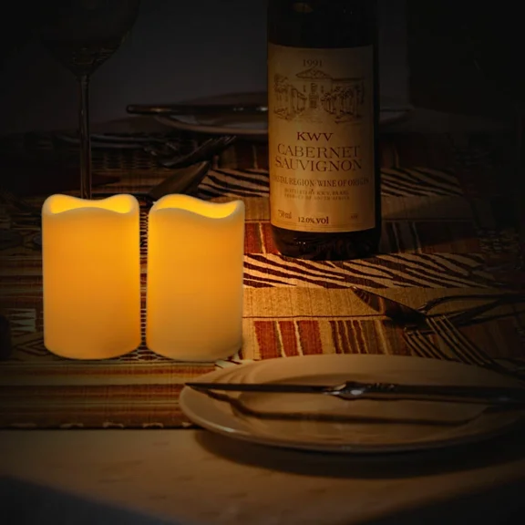 2Pcs Flickering Flameless Resin Pillar Led Candle Lights With 6 Hour Timer