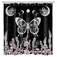 thumbnail image 3 of HVEST Mushroom and Butterfly Shower Curtain for Bathroom,Boho Starry Sky with Moon Phase and Country Plant Fabric Shower Curtain with Hooks,Black and White Bathroom Curtains Shower Set, 72x78 inches, 3 of 6
