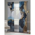 thumbnail image 5 of Navy Blue Semi Sheer Curtains 84 Inch Length 2 Panels Set, Abstract Color Block Vintage Modern Sheer Kitchen Curtain Privacy Voile Window Curtain for Living Room Bedroom Rod Pocket Drapes, 5 of 7