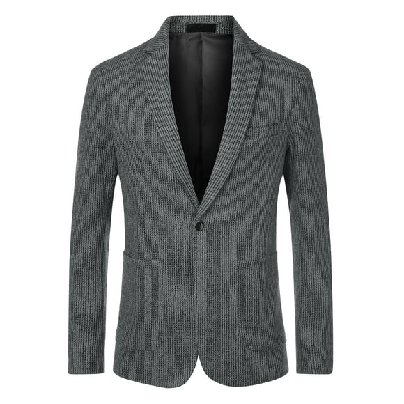 Lars Amadeus Herringbone Blazer for Men's Notched Lapel Formal Office Striped Sports Coat Small Dark Gray