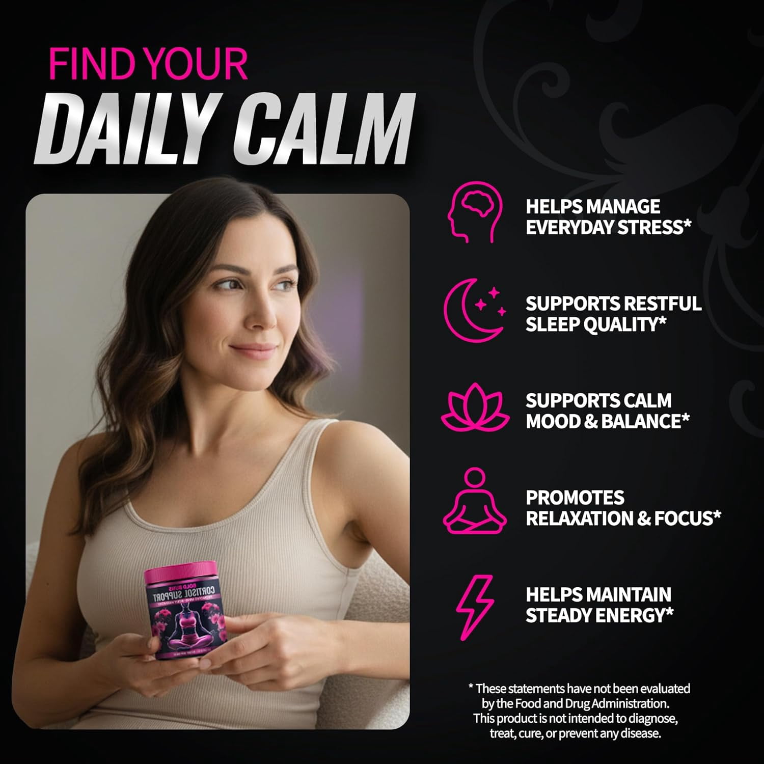Cortisol Support for Women - Stress & Mood Balance Supplement with Sensoril® Ashwagandha, Magnolia Bark, L-Theanine & Phosphatidylserine - Supports Calm, Focus & Sleep Quality (60 Vegan Capsules)