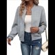 thumbnail image 2 of Chaqueta Informal de Mujer con Cuello Alto y Cremallera, Ideal para Otoño. Conjuntos con Bolsillos. Gris 5XL, 2 of 10