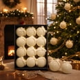 thumbnail image 7 of 12 Pcs Flocked Bow Christmas Ball Ornaments 2.36 in Cream Velvet Tree Hanging Bulbs Decorative Set for Holiday Party Decor, 7 of 7