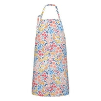 Pink Pioneer Flower Pattern Apron-Garden Aprons for Women with Pockets-Cotton Linen Waterproof Kitchen Cooking Gardening Aprons Adjustable for Kitchen,Cooking,BBQ and Salon 33x27 Inch