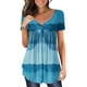 thumbnail image 3 of Gibobby Camisetas Mujer Baratas Manga Corta Mujer Casual manga corta botón cuello en V suelta camiseta Top(Azul celeste,CH), 3 of 4