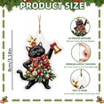 thumbnail image 3 of Cat Ornament, Funny Black Cat with Golden Bell Christmas Ornament,Novelty Acrylic Hanging Decor, Pet‑Themed Xmas Gift for Cat Parents Holiday Tree Decoration, 3 of 7