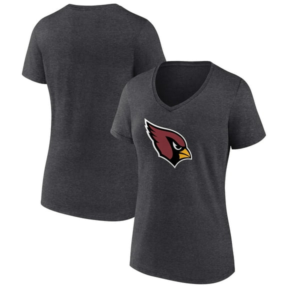 Women's Charcoal Arizona Cardinals Primary Logo V-Neck T-Shirt