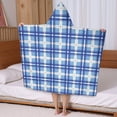 thumbnail image 5 of Blue and White Grid Pattern Hooded Bath Towel，50"x30" for Ages 3 To 12 Kids, Quick Dry Lightweight Soft Microfiber Hood Beach Towel Cover Up for Kids, 5 of 7