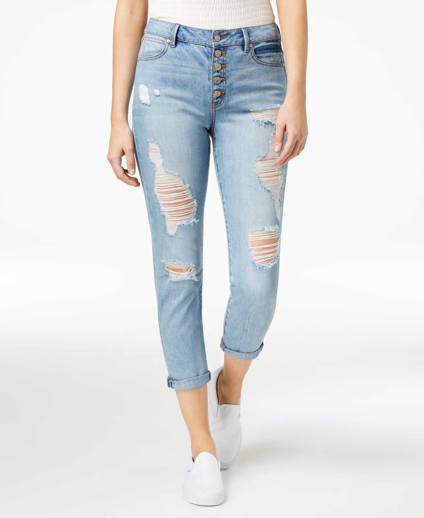 Rewash - Rewash - Ripped Rolled-Hem Skinny Jeans - Juniors - 1 - Walmart.com - Walmart.com