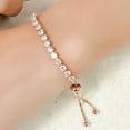 thumbnail image 5 of Krdevn Gold Plated Adjustable Slider Tennis Bracelet Round CZ Inlaid Box Chain Pull Clasp Stackable Wedding Party Women Wrist Jewelry, 5 of 7