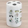 thumbnail image 1 of Paparazzi Ceramic Toothbrush Holder, Various Vintage Cameras Professional Photography Hipster Classic Machines, Decorative Versatile Countertop for Bathroom, 4.5" X 2.7", Sea Green Khaki, 1 of 4
