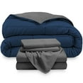 thumbnail image 2 of Bare Home Microfiber 5-Piece Dark Blue/Gray Comforter, Gray Sheet Set Reversible Bed in a Bag, Full, 2 of 6
