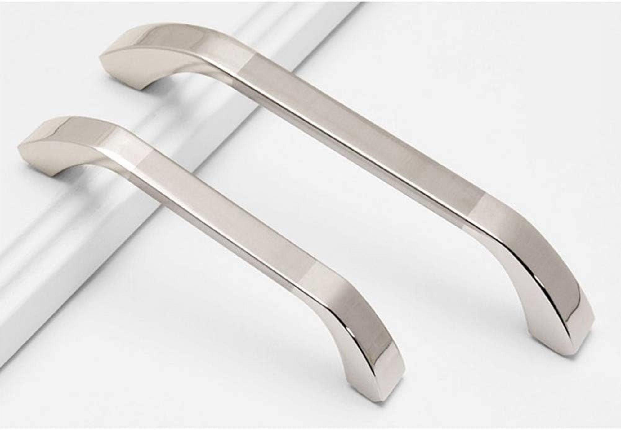 Silver Cabinet Handles 10 Pack Kitchen Cabinet Pulls 2-1/2" Hole Centers Euro Style Drawer Hardware
