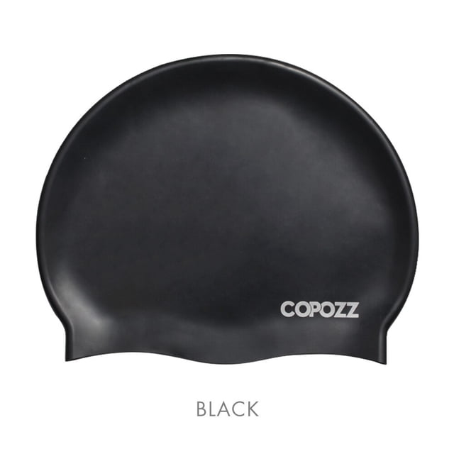 Copozz-gorro de piscina de goma de silicona elástica para hombres y mujeres, gorro de natación impermeable, protección de orejas, pelo largo, deportes, tamaño libre