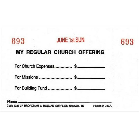 Offering Envelope-My Regular Church Offering 3 Fund Weekly W/O Six Point System (No. 3 Size) (Pack Of 53)