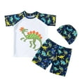 thumbnail image 1 of MIASHUI Boys Two Piece Rash Guard Swimsuits Kids Short Sleeve Bathing Suit with Sun Hat,White,3-4 Years, 1 of 3