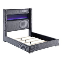 Tisdall Upholstered Queen Flame Visualizer Bed Grey