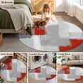 thumbnail image 5 of Round Rugs 3.3 Ft, Red Grey Non Slip Area Rugs for Kitchen Bedroom Entryway, Abstract Geometric Color Block Oil Painting Washable Carpet Runner Rug Floor Mats for Bedroom Home Decor, 5 of 8