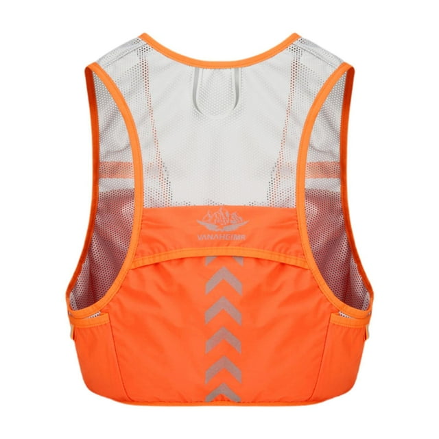 DYNWAVECA Gilet de Course avec Multiples Poches Gilet d'Hydratation pour Randonnée Camping Cyclisme Orange