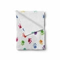 thumbnail image 2 of Colorful Soft Flannel Fleece Throw Blanket, Hand Painted Illustration of Animal Footprints Vibrant Artwork in Watercolors, Cozy Plush for Indoor and Outdoor Use, 50" x 70", Multicolor, by Ambesonne, 2 of 6