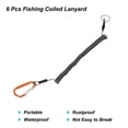 thumbnail image 3 of Uxcell 6.6ft Fishing Lanyard Coiled Ropes Retractable with Yellow Metal Clip Keychain, Clear Black 6 Pack, 3 of 6
