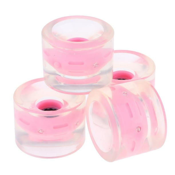 Paquete de 4 ruedas de patineta de 70 mm, con destellos, para hombre y mujer. Rosado
