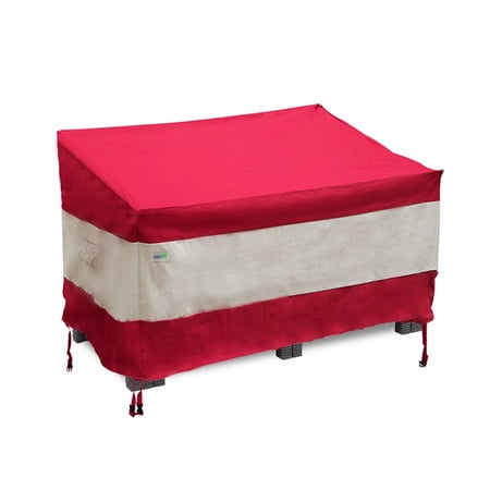 HGmart Patio Furniture Covers 100% Waterproof Outdoor Lawn Heavy Duty Sofa Cover with Air Vent And Stable Strap Size 58x33x38Inch, Wine Red