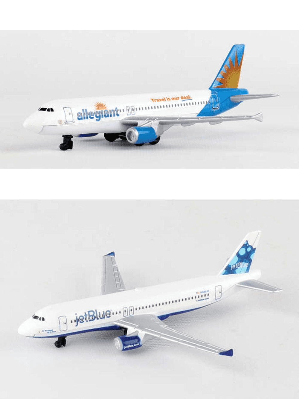 Allegiant, Jetblue Airlines Diecast Airplane Package Two 5.5" Diecast