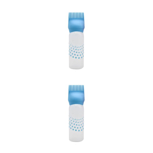 Guardurnaity Dispensador de cepillo de llenado de botellas aplicador de tinte de cabello portátil para el hogar con escamas accesorios de Azul 2piezas