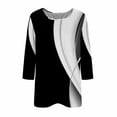 thumbnail image 3 of Tmtolofot 2024 Summer Basic Top for Women Roundneck Color Block Tunic Blouse Female Casual Ornamental Button Tees Shirts Womens Loose Fitted Shirt With Leggings,2_Black,X-Large, 3 of 3