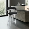 thumbnail image 6 of Dione 26" Counter Height Swivel Black Faux Leather and Brushed Stainless Steel Bar Stool, 6 of 11