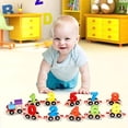 thumbnail image 4 of FNNMNNR Wooden Train With Numbers Educational Toy  Multicolor Wooden Dragging Intellectual Building Blocks Toy Car, 4 of 5