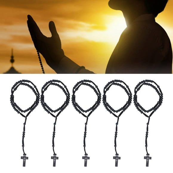 Cuentas De Rosario De Madera Hechas A Mano Rosario Anudado Collar De Rosario Católico Para Hombres Mujeres Niños Con Cuerda Resistente Y Gruesas Cuentas De Madera Regalos