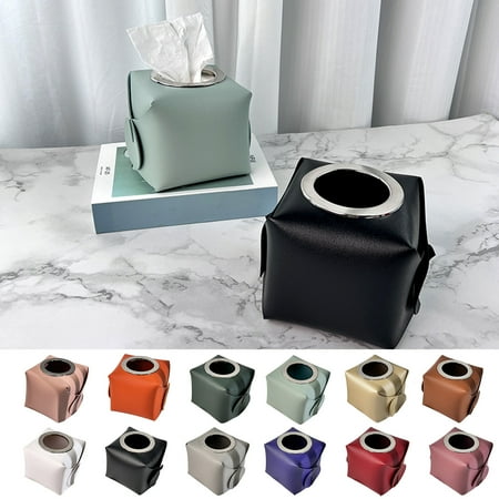 

Riguas Roll Paper Box Multifunctional Square Large Diameter High Capacity Reusable Pen Holder Faux Leather Napkin Paper Case Desktop Sundries Organizer for Toilet