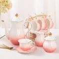 thumbnail image 2 of 22 pcs Porcelain Tea Set for 6 Luxury British Style Tea/Coffee Cup Set with Golden Trim Beautiful Tea Set for Women Tea Party Set Gift Package With a Stand - Gradient Pink, 2 of 8