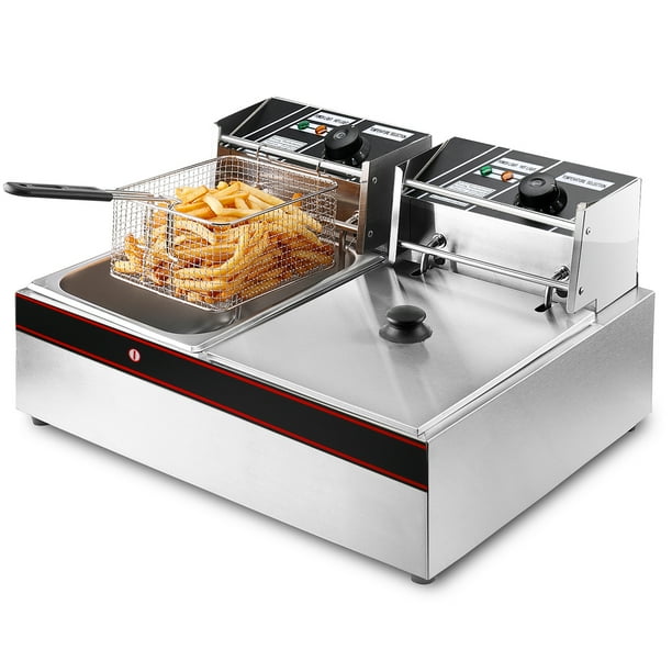 Deep Fryer Dual Tank 3400W 12 Liter Stainless Steel Electric Double