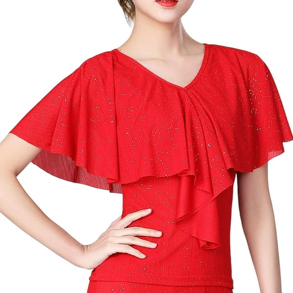 Baile de salón Top Gargantilla Ropa de cuello Sin mangas Uniformes formales Trajes Bib Shawl Mujeres falso para practicar Cha Cha Party Rumba SG BLESIY gargantilla falsa