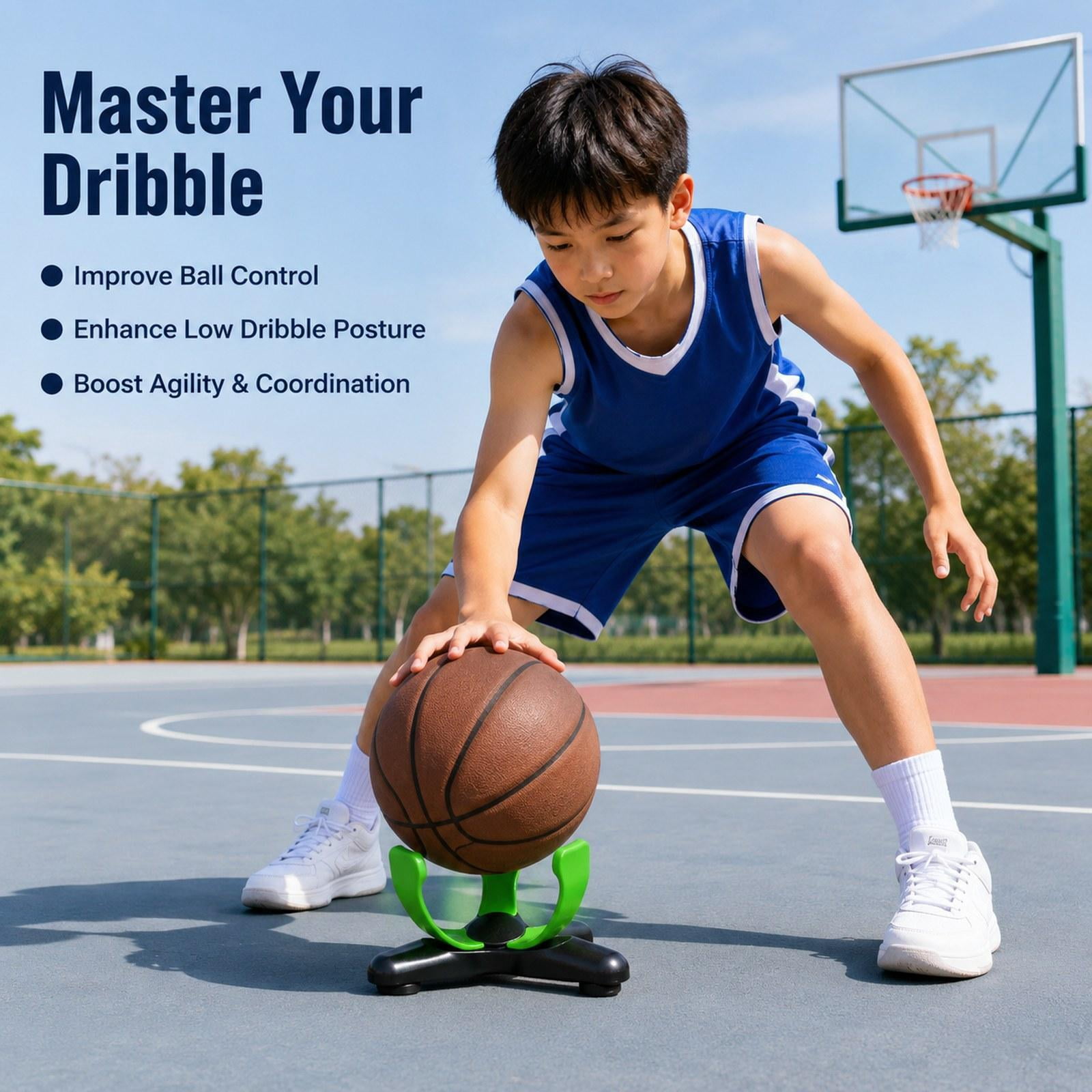 harayaa Low Center Dribbling Sliding Clamp Improve Skills Professional with 360 degree Casters Basketball Training Equipment Flexible Clamp Green