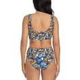 thumbnail image 3 of Kdxio Colorful Butterfly1 Print Women's 2 Piece High Waisted Wrap Spaghetti Strap Summer Swimsuit Bikini Set-X-Large, 3 of 7