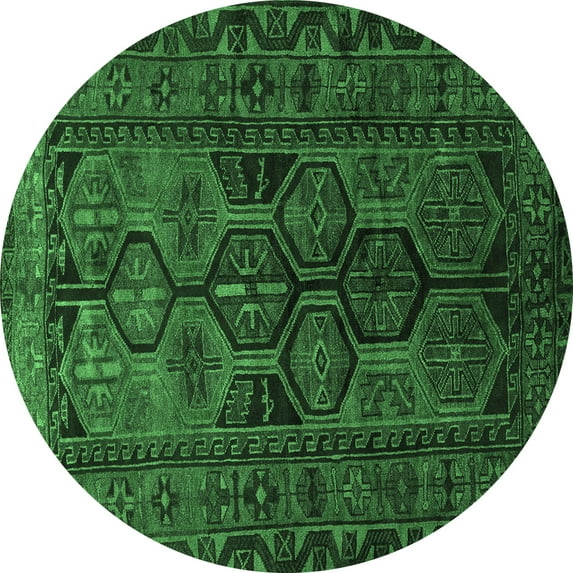 Ahgly Company Indoor Round Persian Emerald Green Traditional Area Rugs, 4' Round