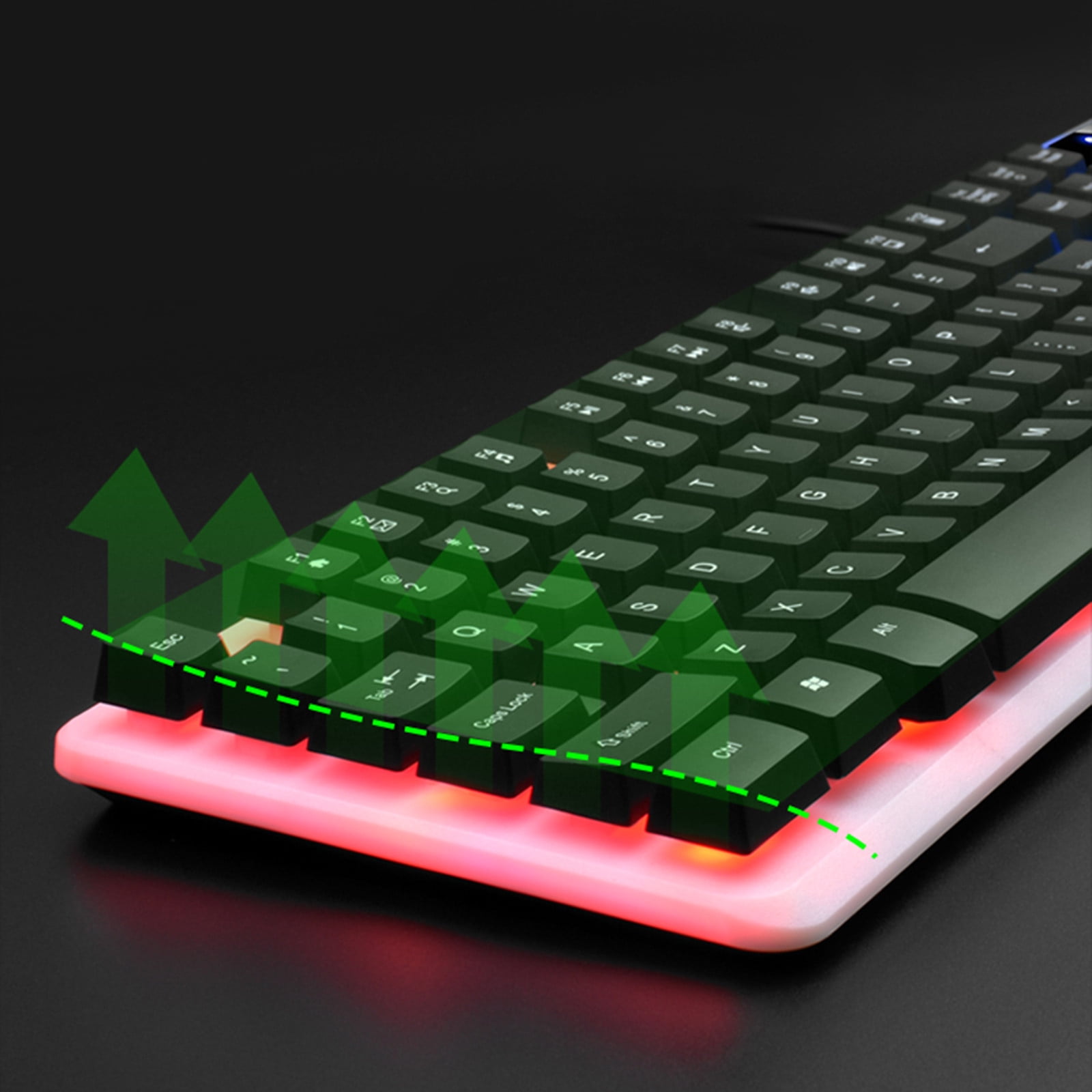 Wired Gaming Keyboard Mouse Combo, 104-Key Full Size, Mechanical Feel, RGB Backlit, Floating Keycaps, Ergonomic, Anti-Slip, for Gaming Office Home Use