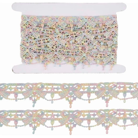 5 Yards Bowknot Crochet Lace Trim Colored Embroidery Edging Trimmings Ribbon Fringe Applique 1.5 inch Sewing Decorating Fabric DIY