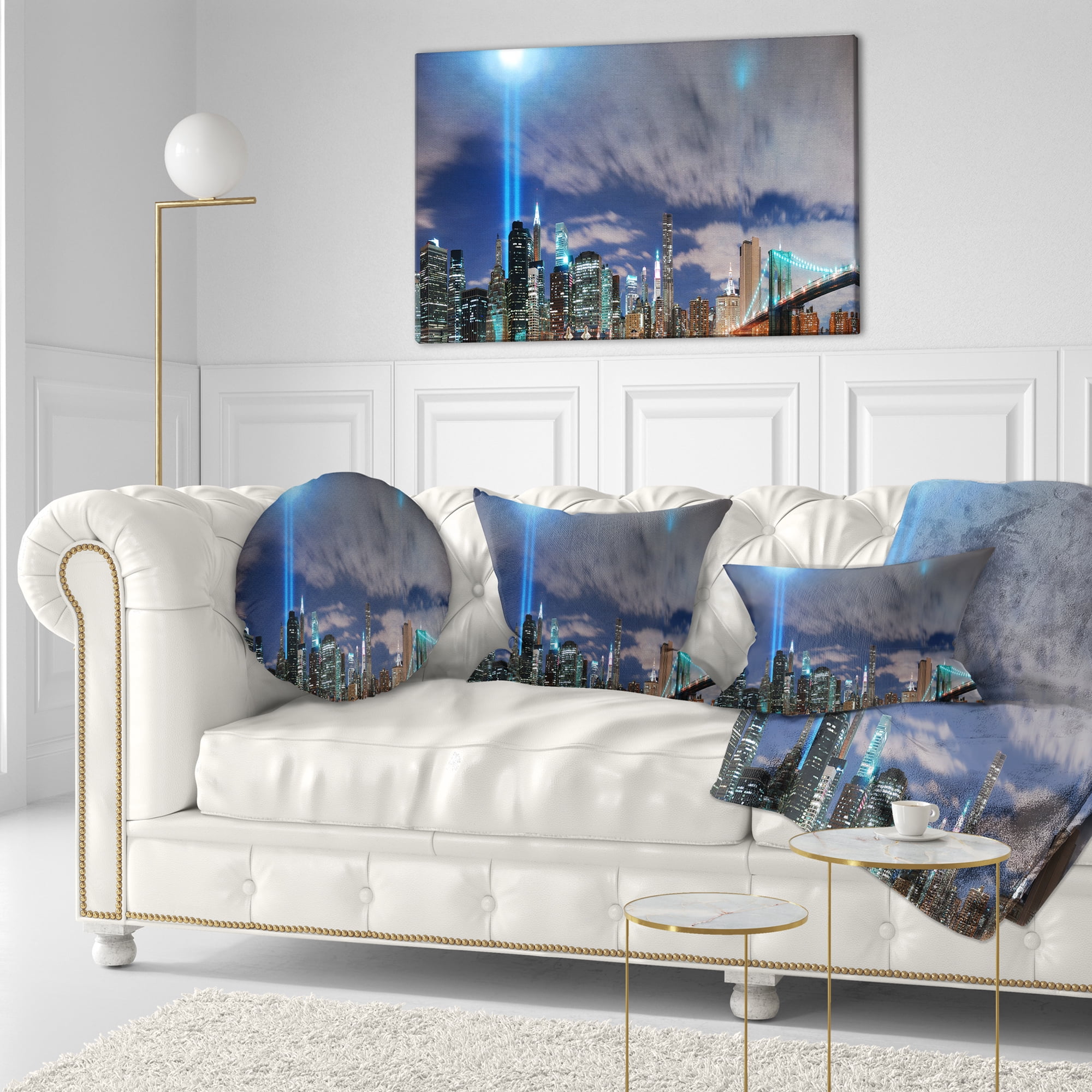 Designart Manhattan Panorama - Cityscape Photo Throw Pillow - 12x20