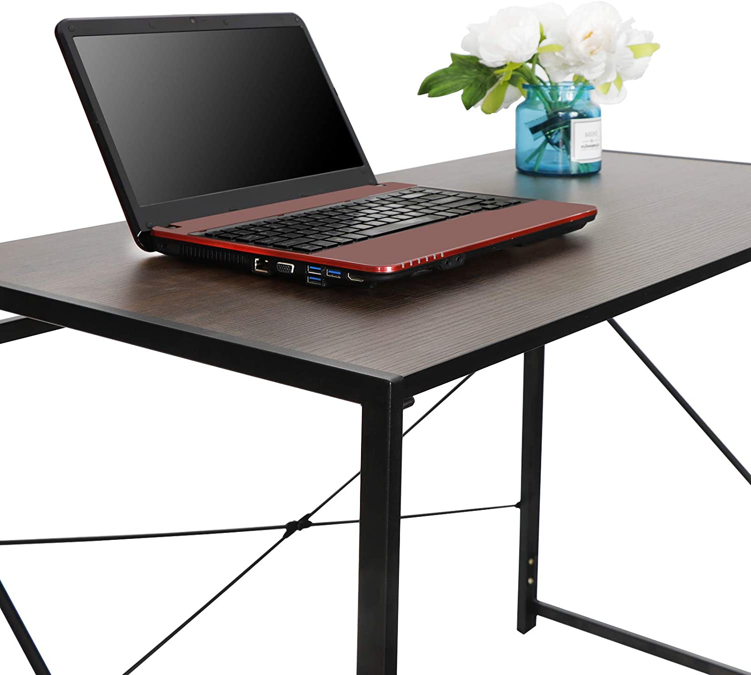 ZenStyle Folding Computer Desk, Brown photo 3